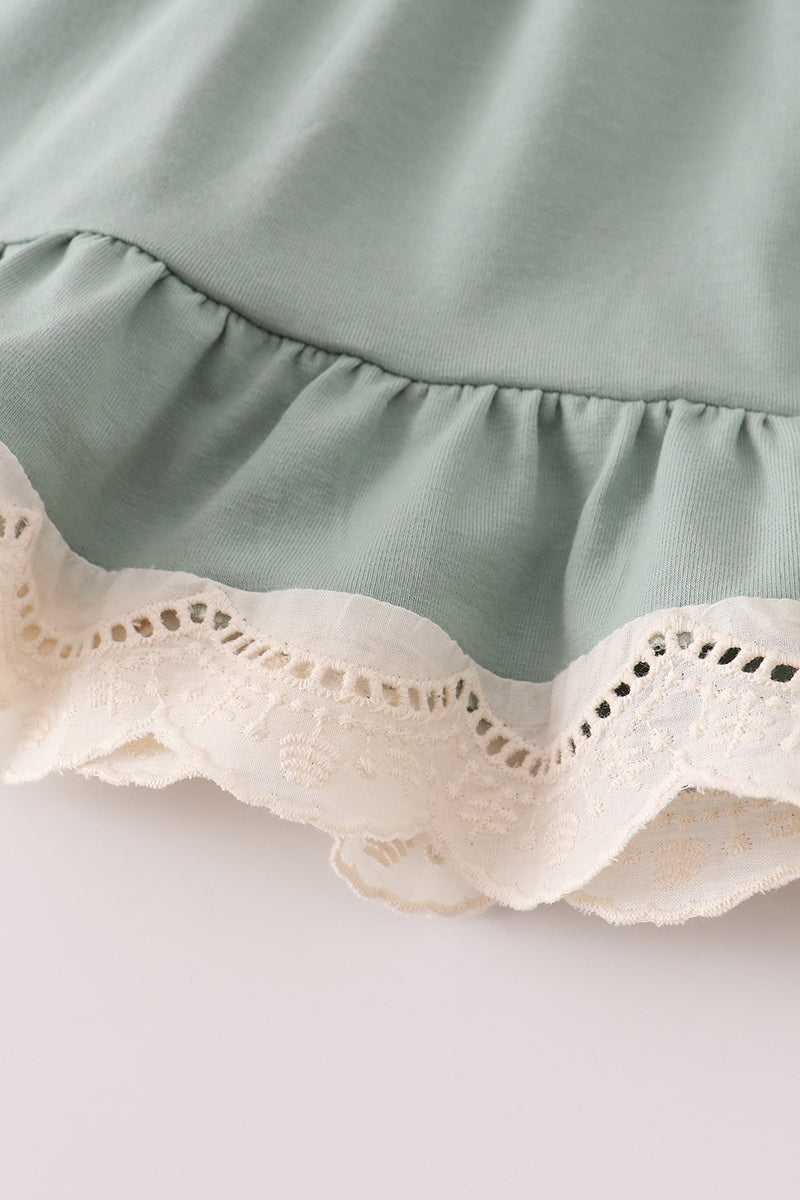 Sage Lace Ruffle Pant Set