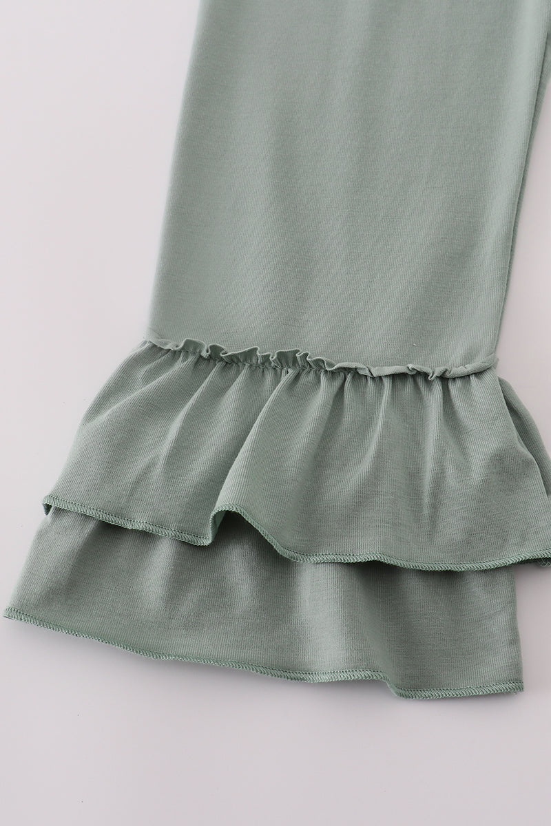 Sage Lace Ruffle Pant Set