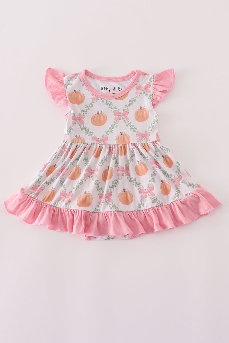 Bamboo Pumkin Ruffle Skirted Romper