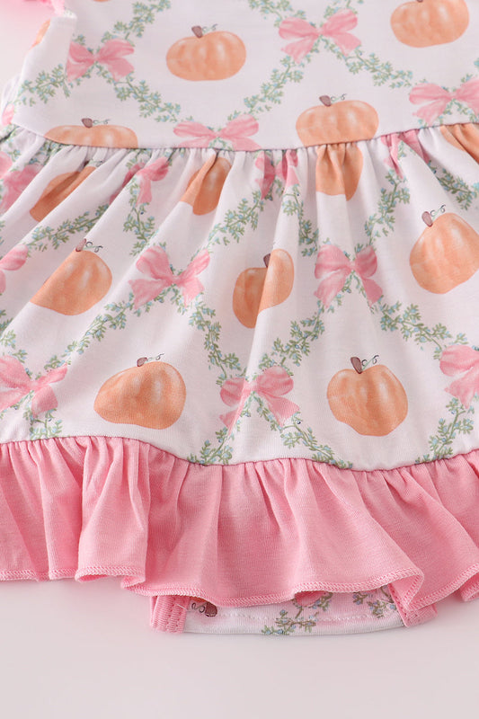 Bamboo Pumkin Ruffle Skirted Romper