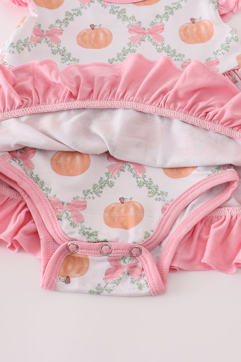 Bamboo Pumkin Ruffle Skirted Romper