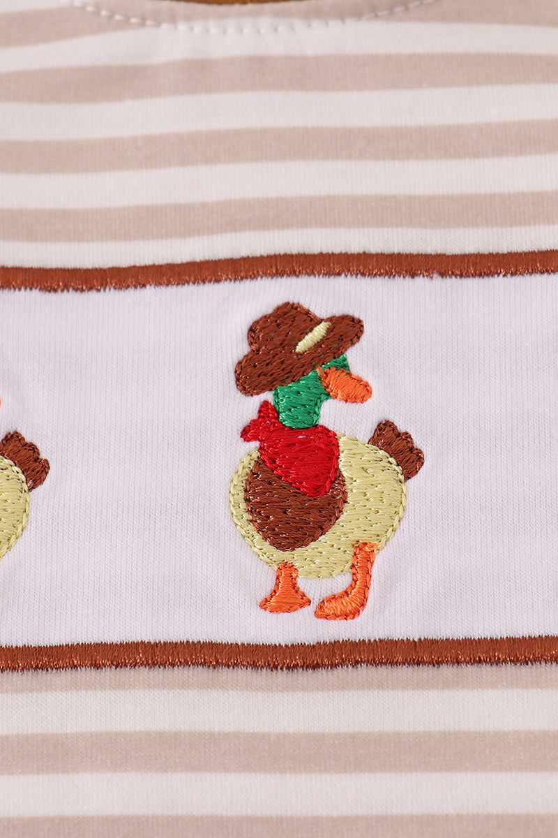 Striped Duck Embroidered Romper