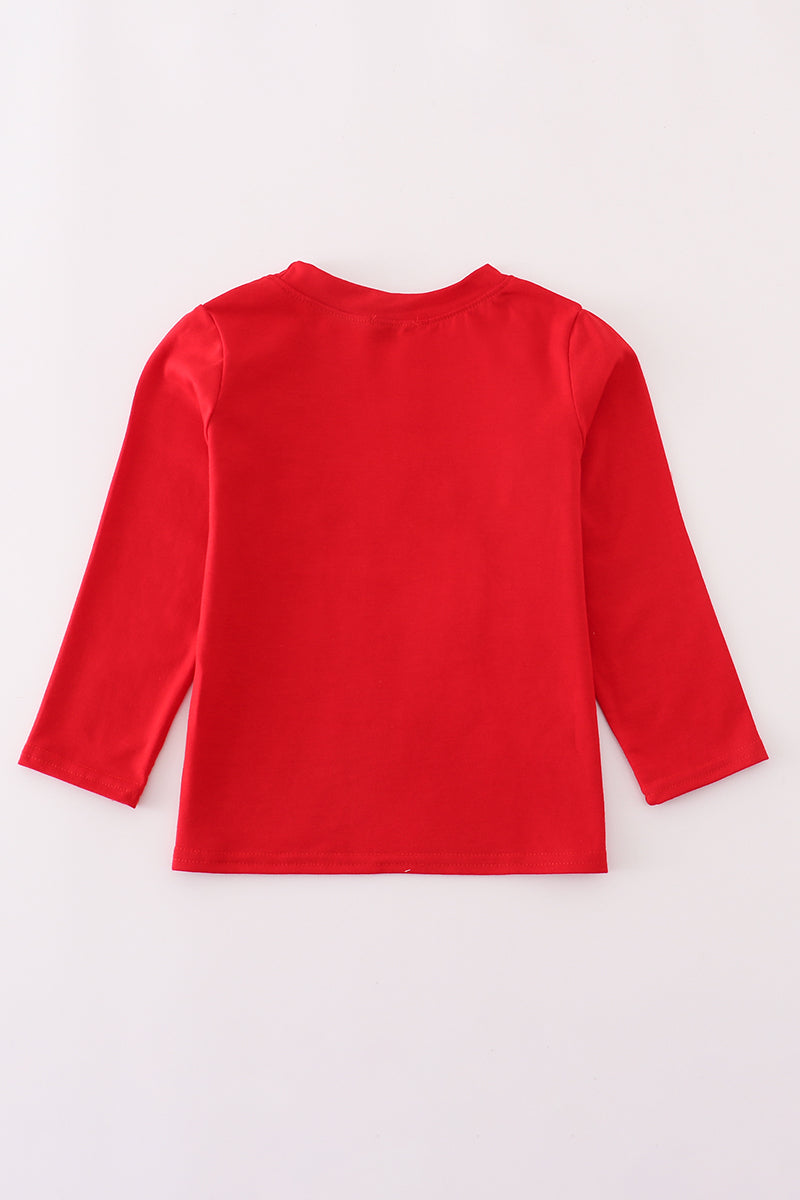 Red Long Sleeve Tool Applique Tee