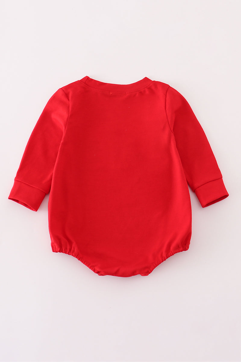 Red Long Sleeve Baby Romper with Tool Print