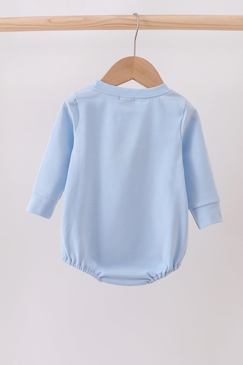 Gingham Turkey Embroidered Bubble Romper - Long Sleeved