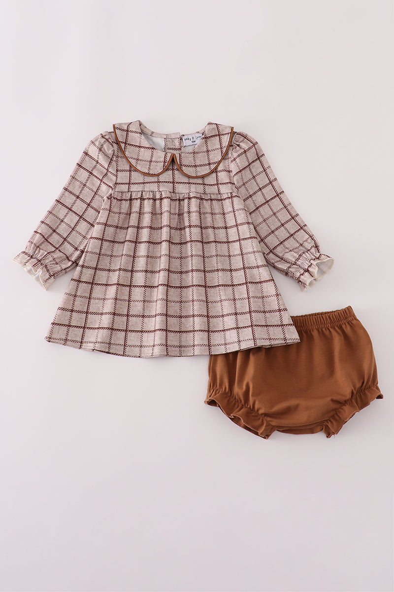 Peter Pan Collar Plaid Bloomer Set