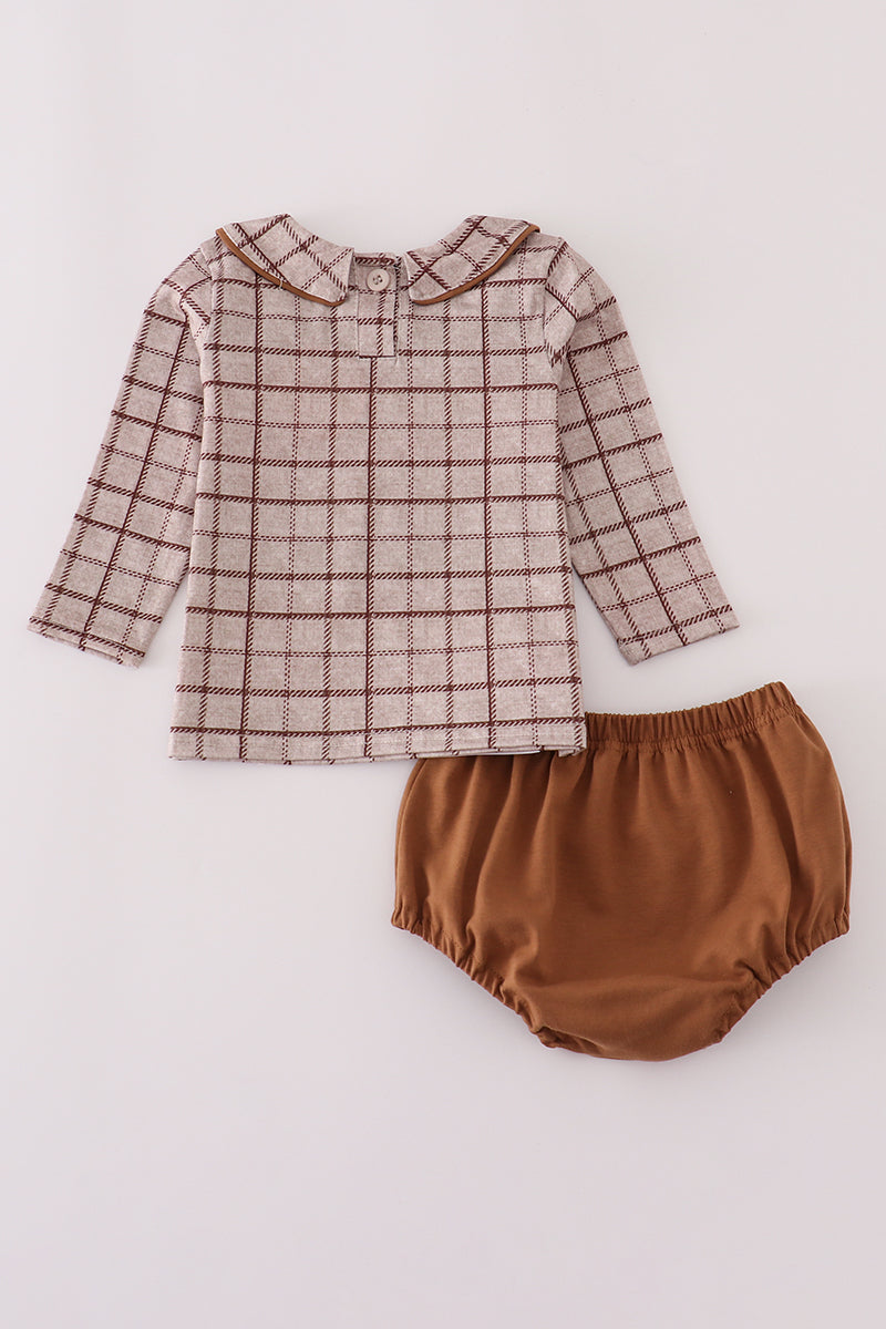 Collared Plaid Bloomer Set