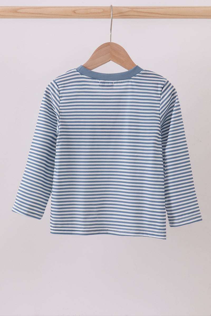 Striped “Blessed” Long Sleeve Top