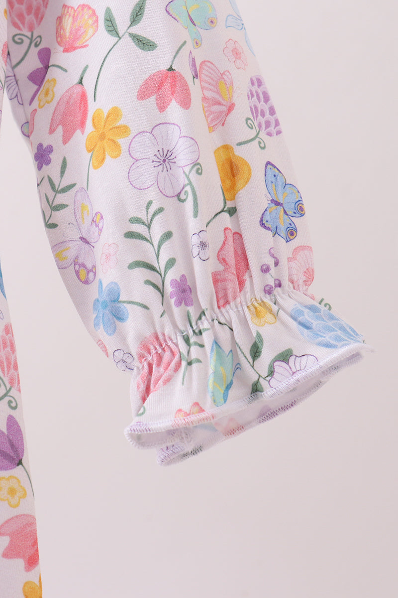 Girls Purple Garden Bubble Romper