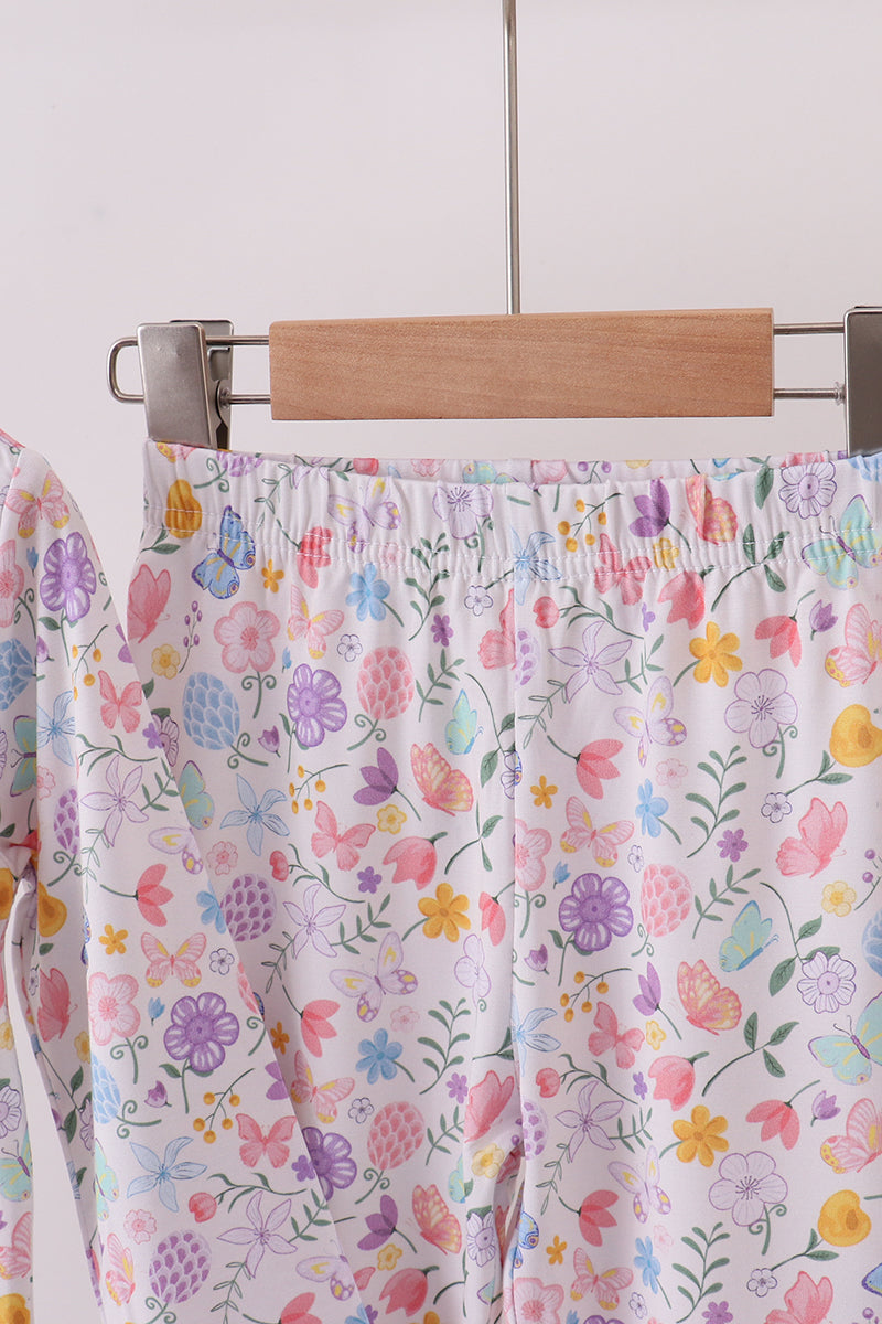 Girls Purple Garden Two-Piece Pajama Set