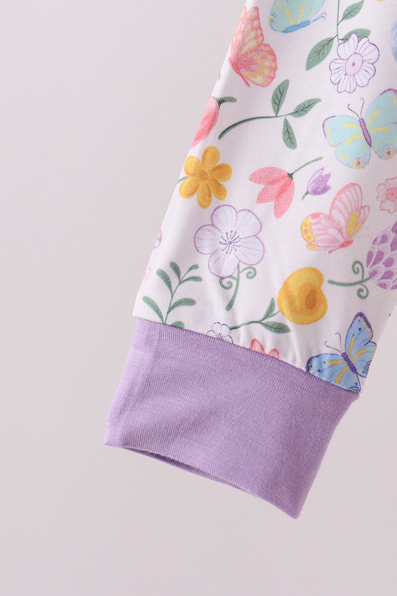 Girls Purple Garden Two-Piece Pajama Set