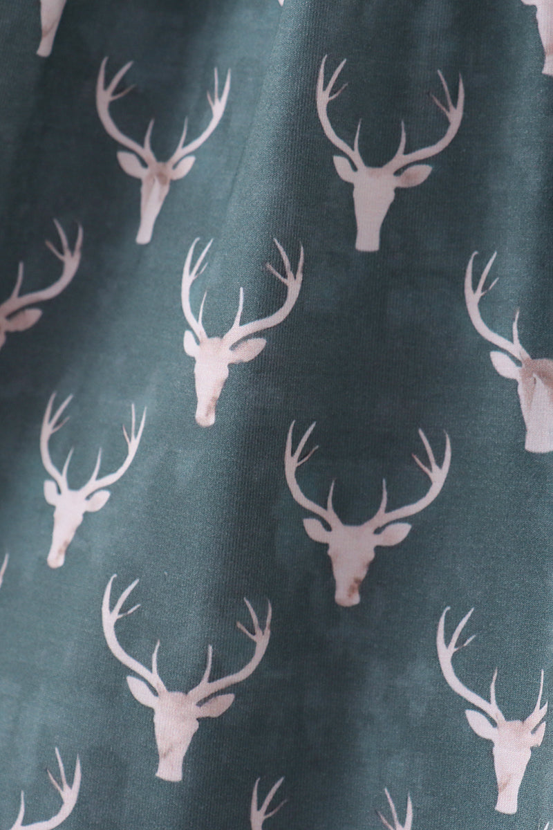 Forest Green Deer Print Twirl Dress