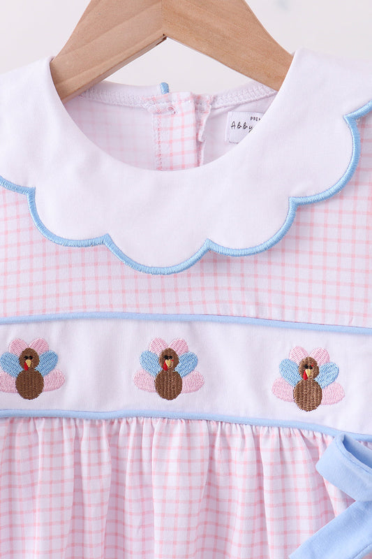 Pink Gingham Tunic & Mint Legging Set – Smocked Floral Detail