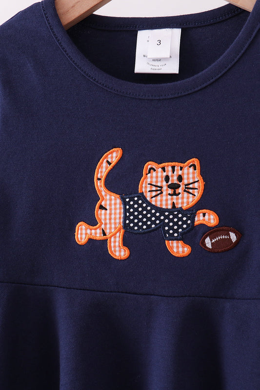 Navy Tiger Appliqué Dress