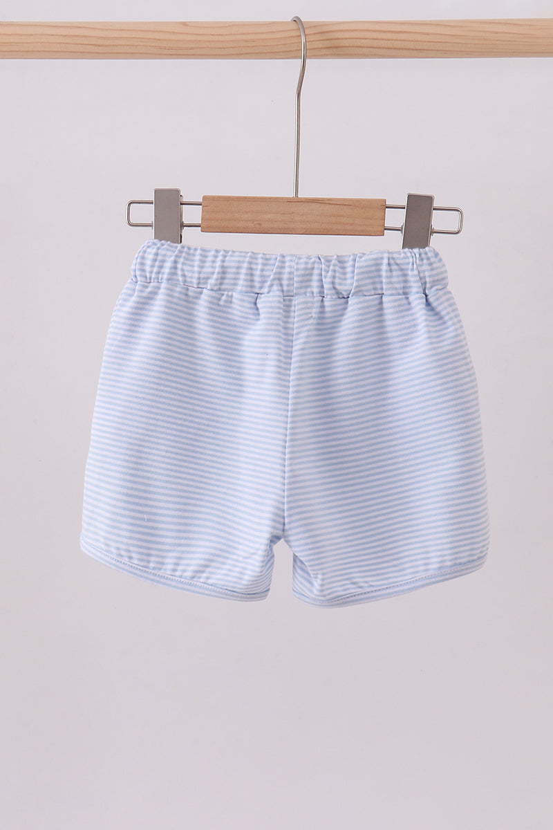 Premium Blue & White Stripe Drawstring Shorts