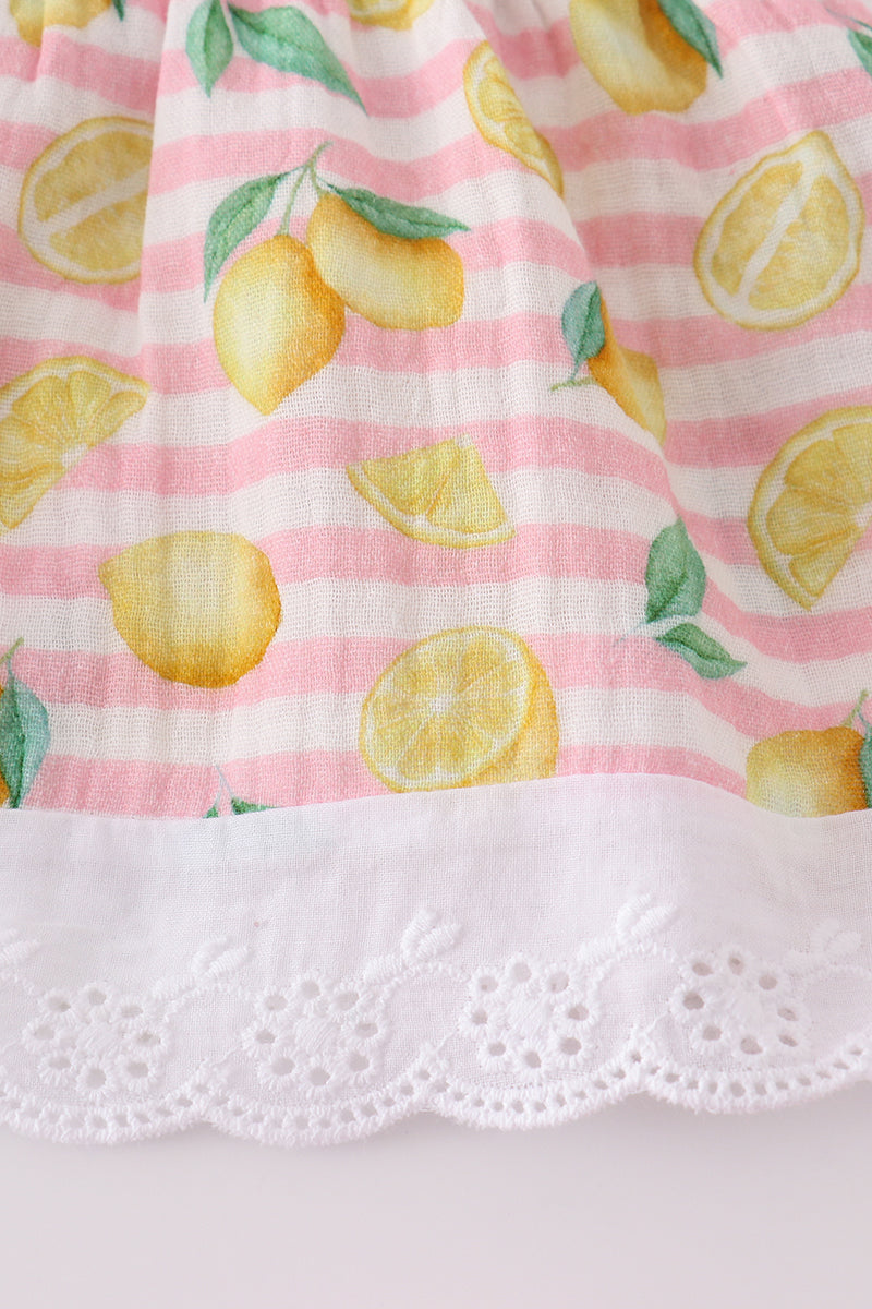 Lemon Gingham Ruffle Set – Pink & Yellow