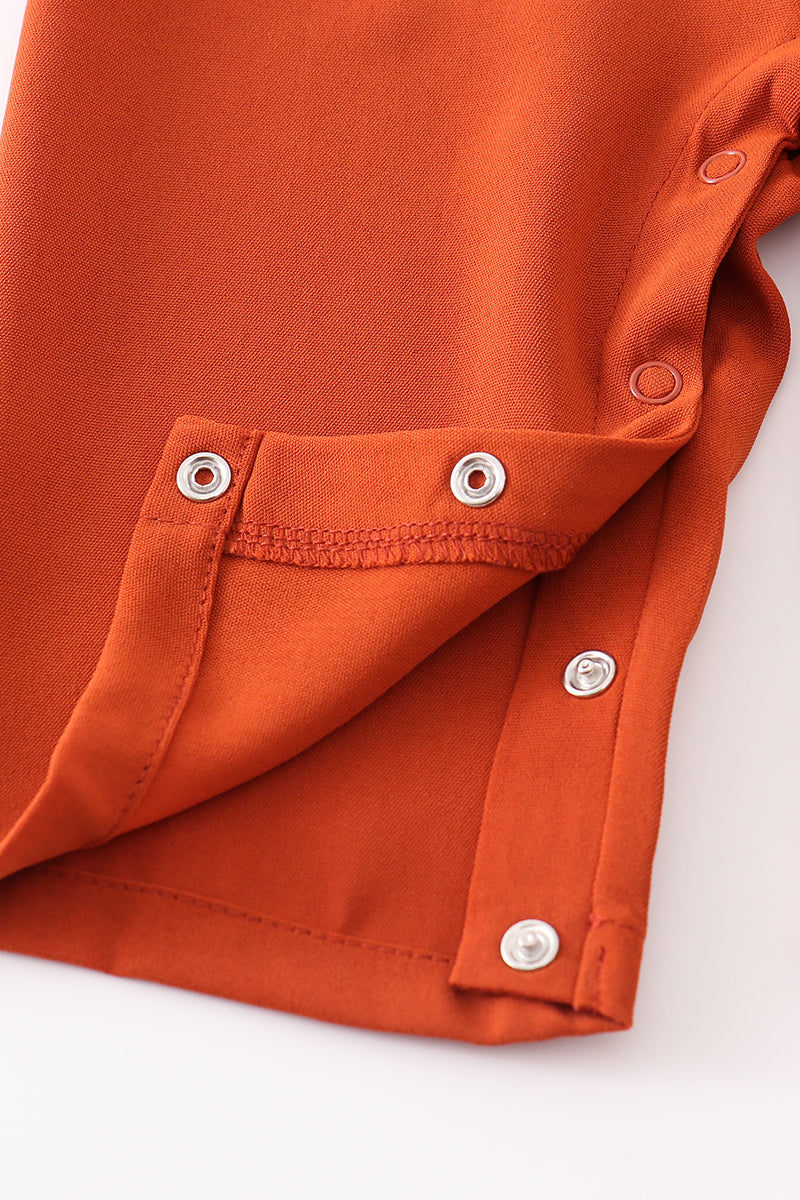 Rust Button-Shoulder Sleeveless Romper