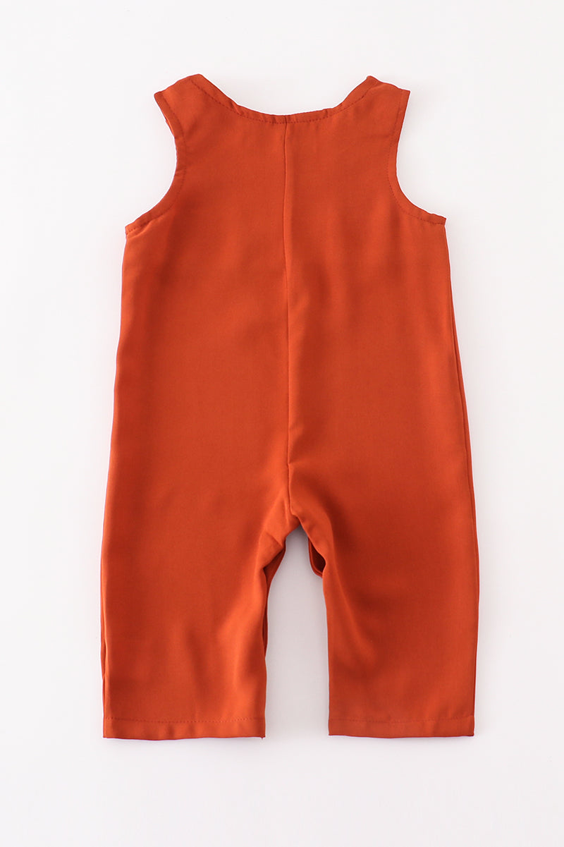 Rust Button-Shoulder Sleeveless Romper