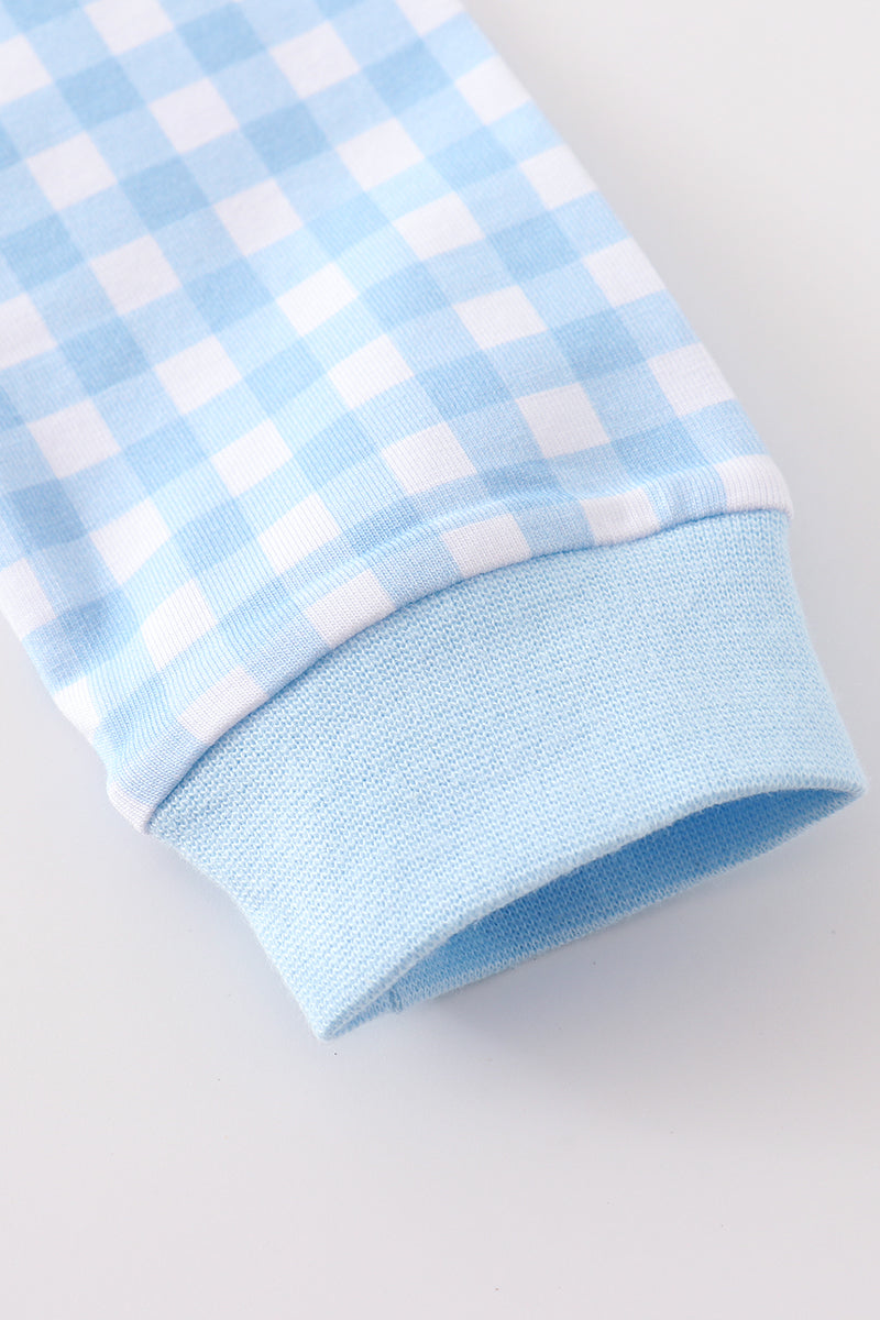 Blue Gingham Two-Piece Pajama Set