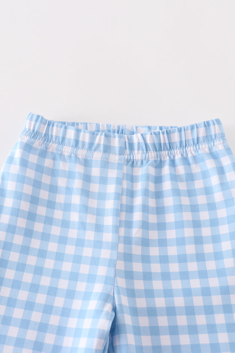 Blue Gingham Two-Piece Pajama Set