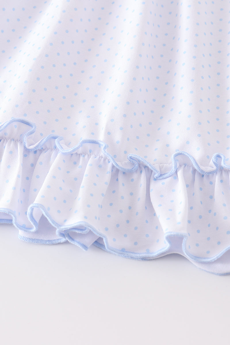 White & Blue Ruffle Pajama Set
