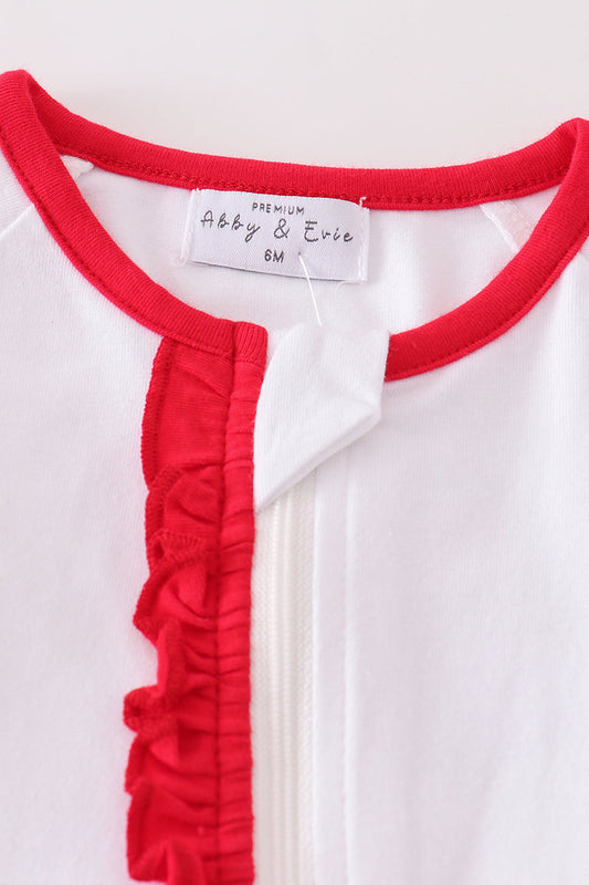 Red Ruffle Zip Romper