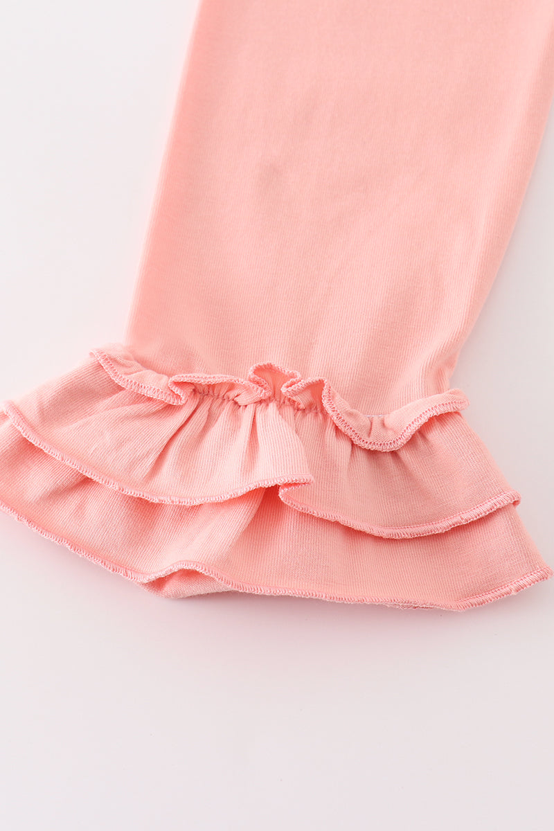 Girls Green & Pink Turkey Top & Ruffle Leggings Set