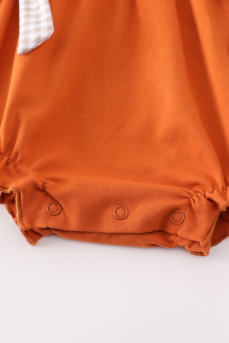Game Day Football Bow Bubble Romper – Burnt Orange