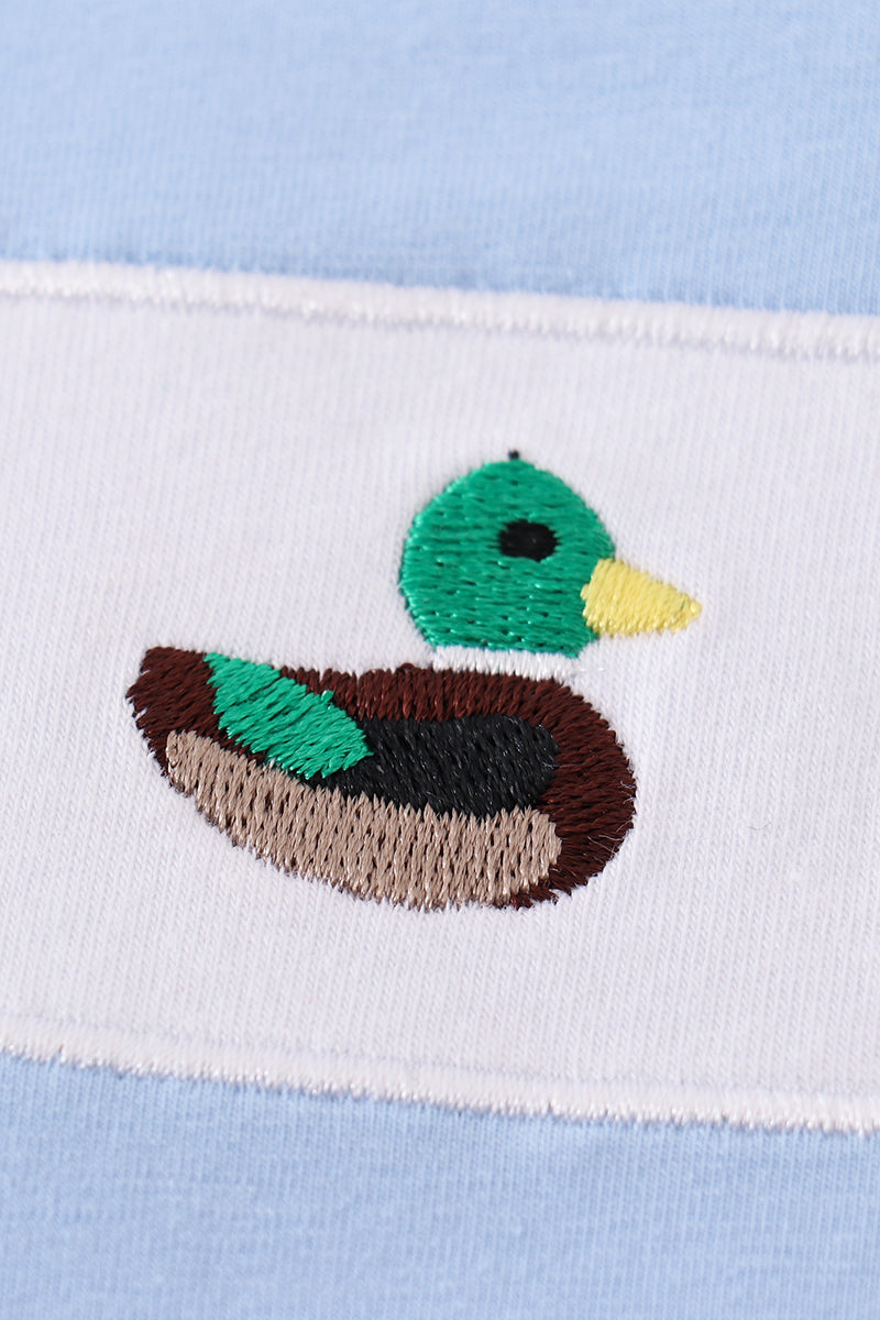 Duck Trio Smocked Long Sleeve Tee – Light Blue
