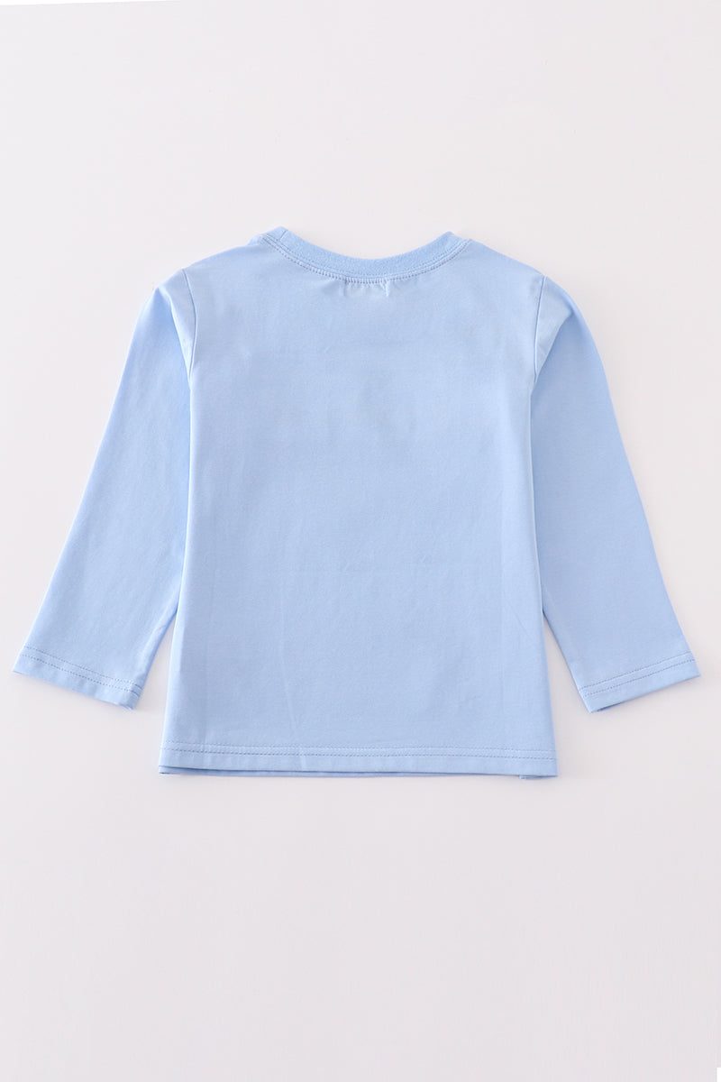 Duck Trio Smocked Long Sleeve Tee – Light Blue