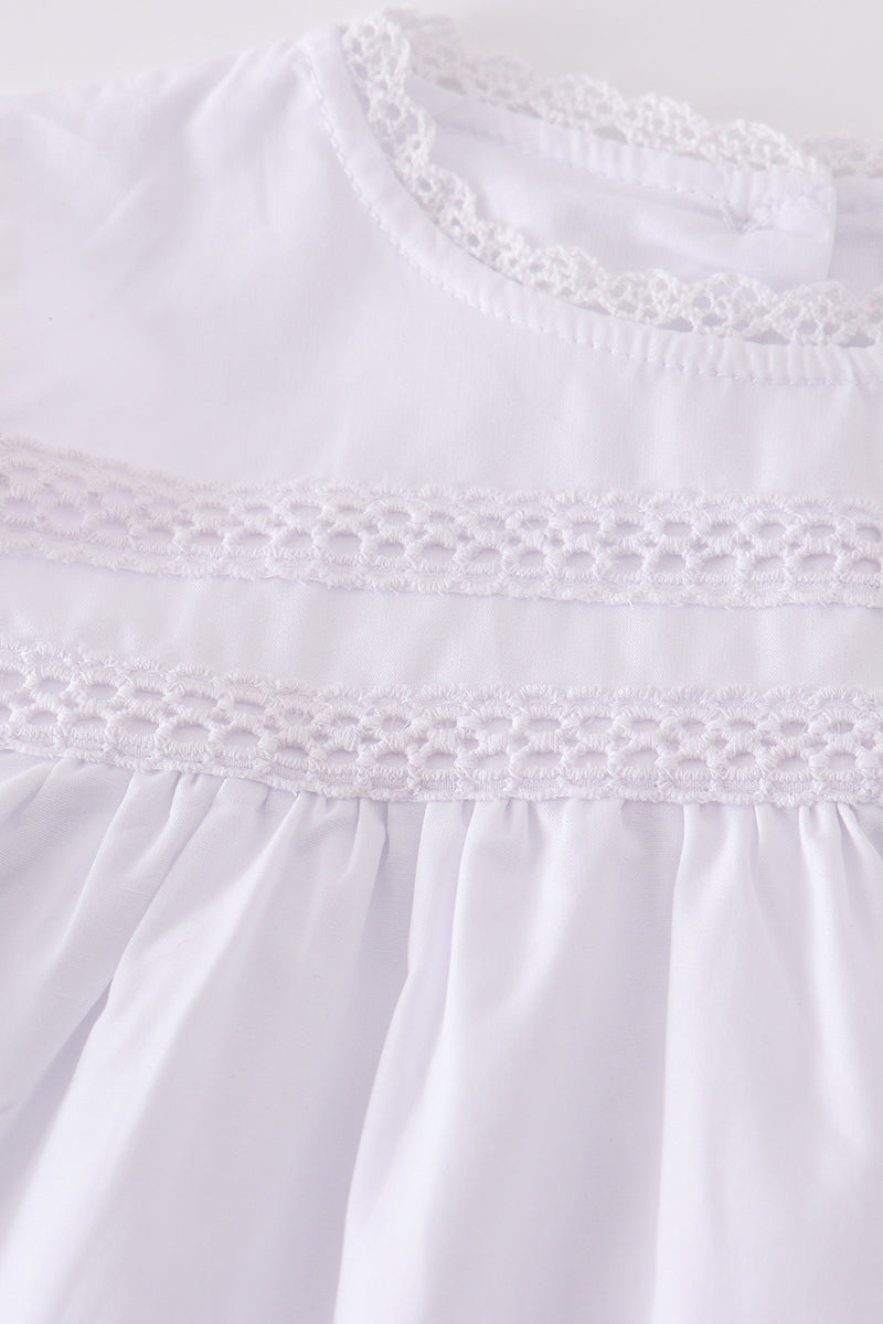 White Floral Embroidery Dress
