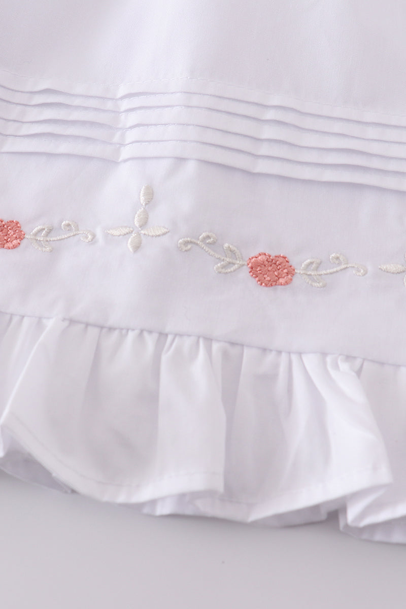 White Floral Embroidery Dress