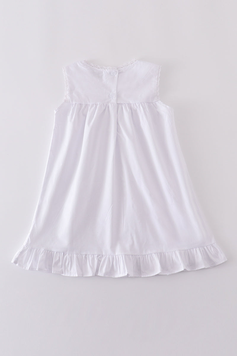 White Floral Embroidery Dress