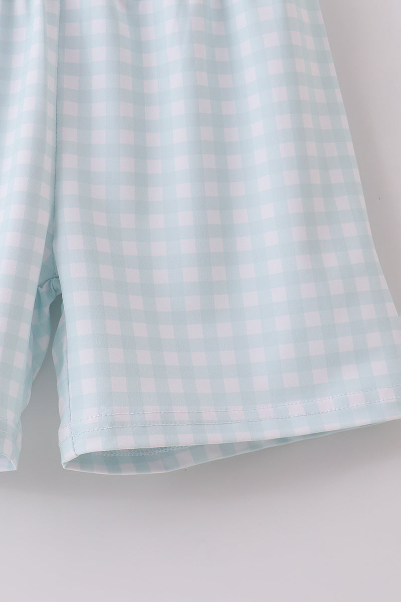 Mint Gingham Polo Short Set