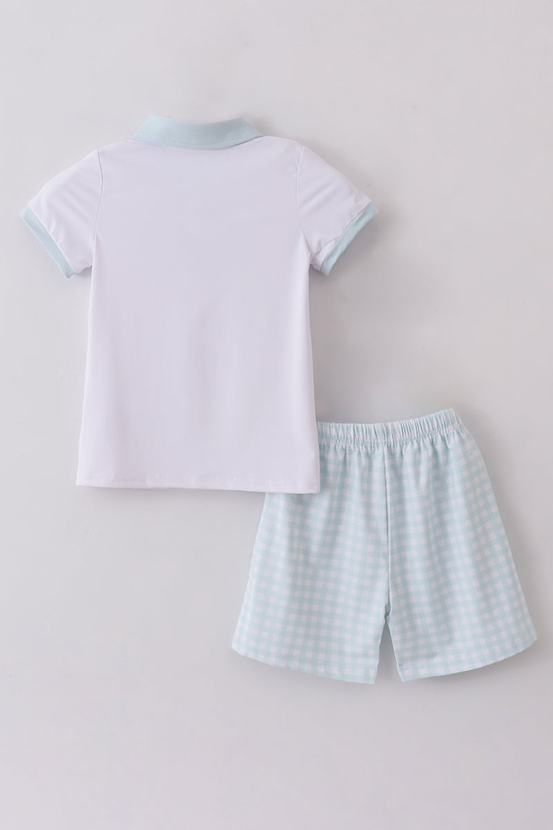 Mint Gingham Polo Short Set