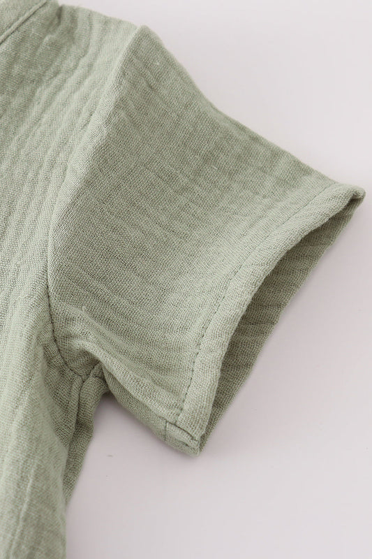 Sage Green Muslin Button Romper – Baby Boys & Girls
