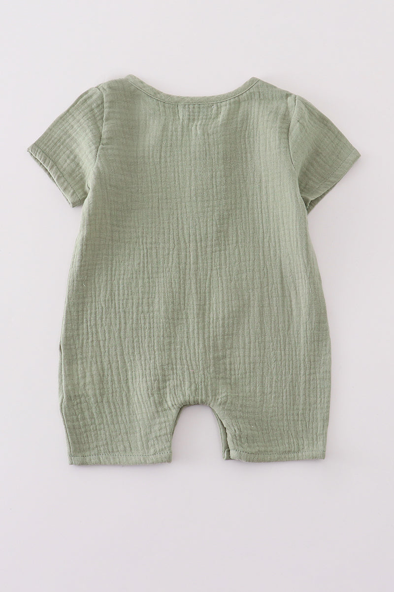 Sage Green Muslin Button Romper – Baby Boys & Girls