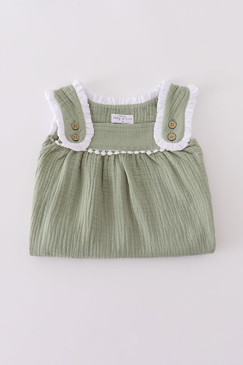 Sage Green Ruffle Strap Top & Pant Set – Baby & Toddler Girls