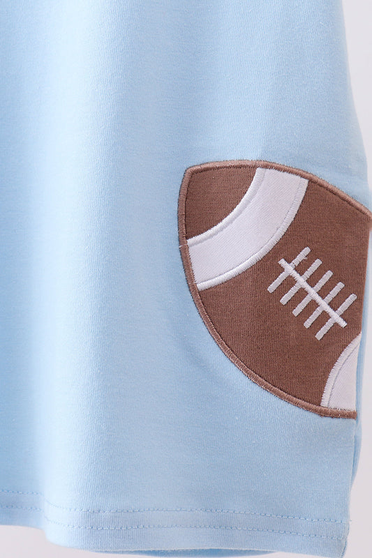 Football Appliqué Top - Light Blue