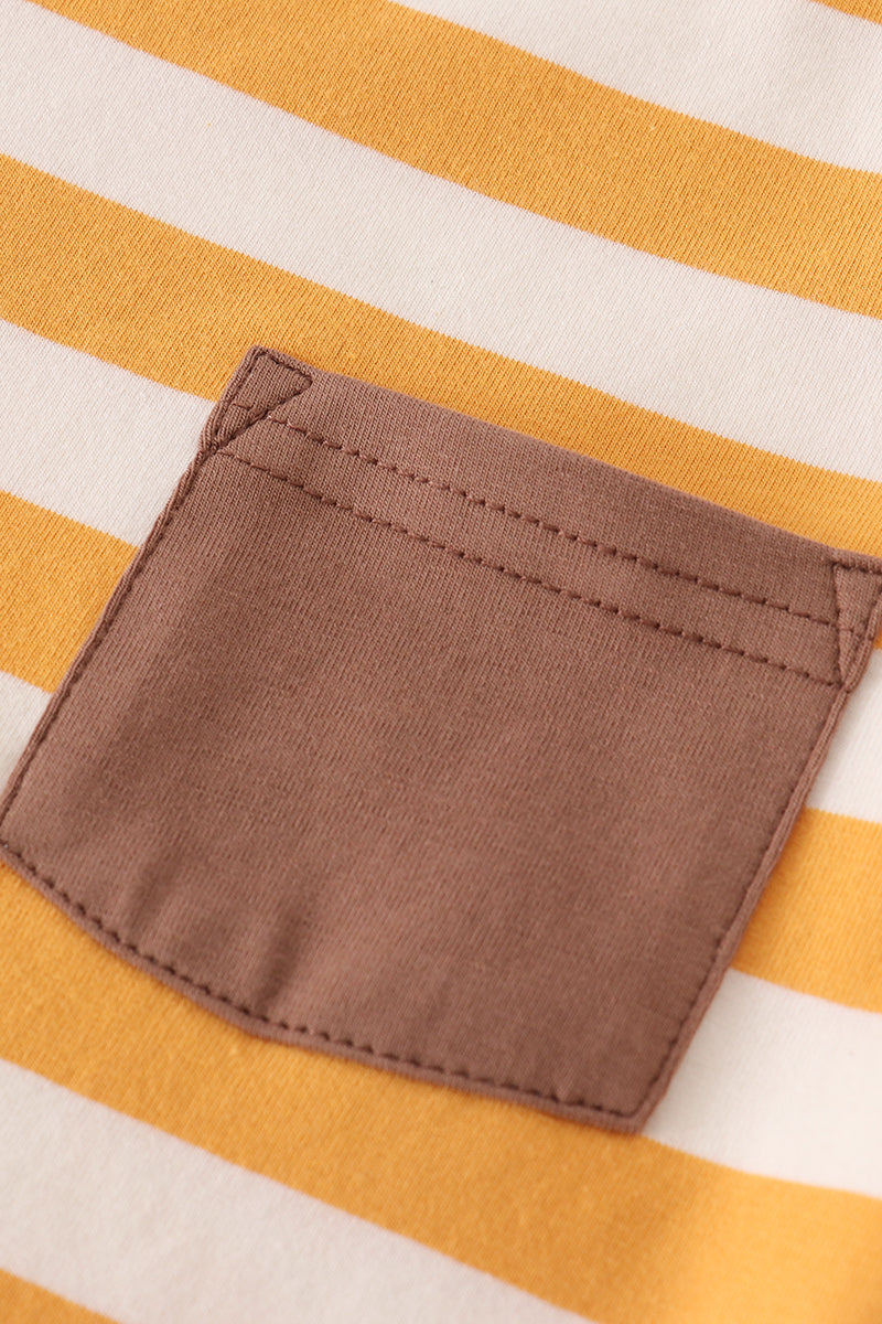 Golden Stripe Long Sleeve Pocket Tee