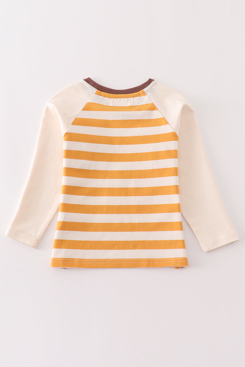 Golden Stripe Long Sleeve Pocket Tee