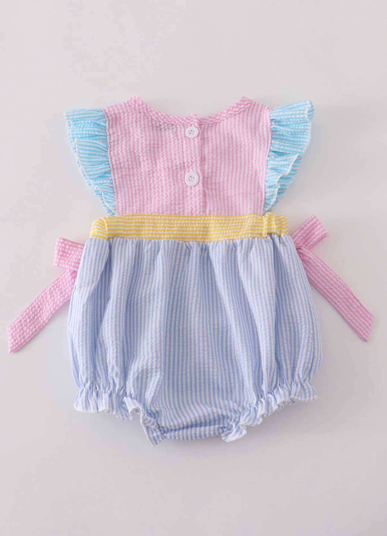 Pastel Seersucker Bow Romper