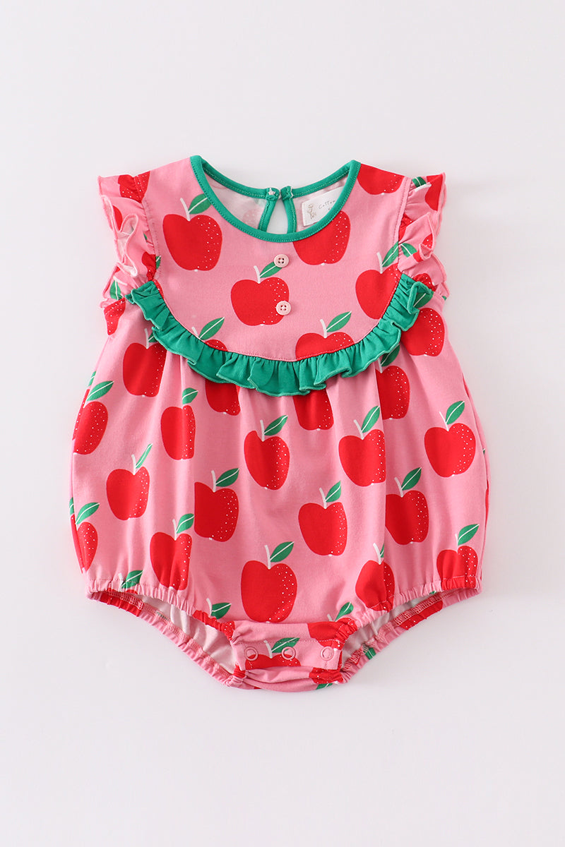 Apple of My Eye Baby Bubble Romper – Pink & Red