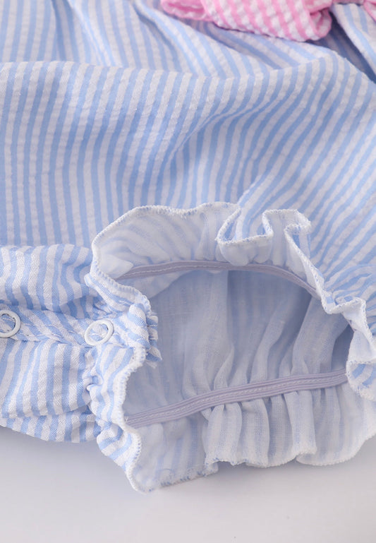 Pastel Seersucker Bow Romper