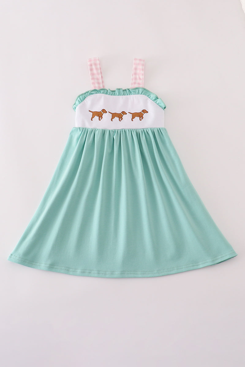 toddler dog dress
puppy embroidered dress
girls aqua summer dress
baby girl gingham strap dress
boutique pet themed dress