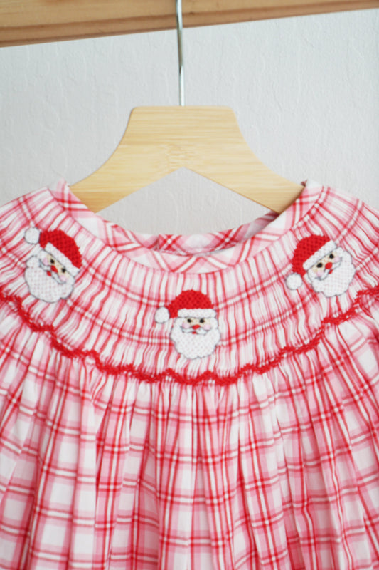 Classic Red Plaid Santa Smocked Dress