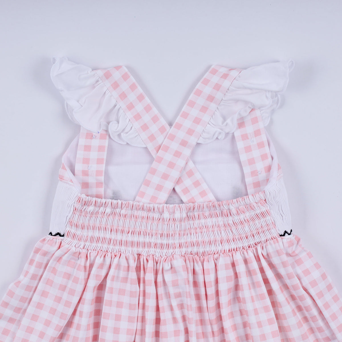 Mouse Ears Smocked Gingham Ruffle Dress