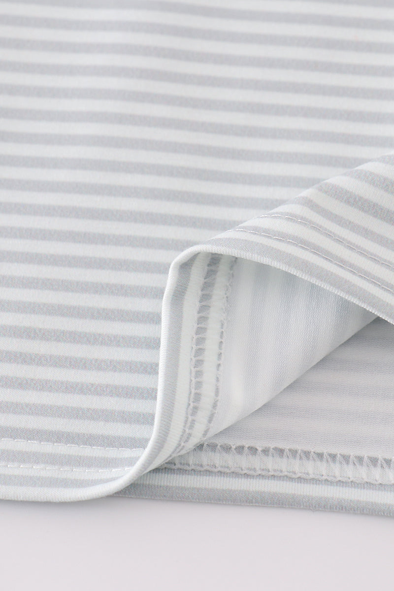 Vintage Plane Polo – Gray Stripe & Red