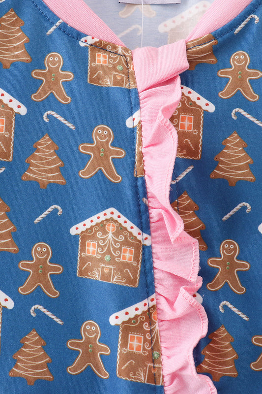 Gingerbread House Ruffle Baby Romper – Holiday One-Piece