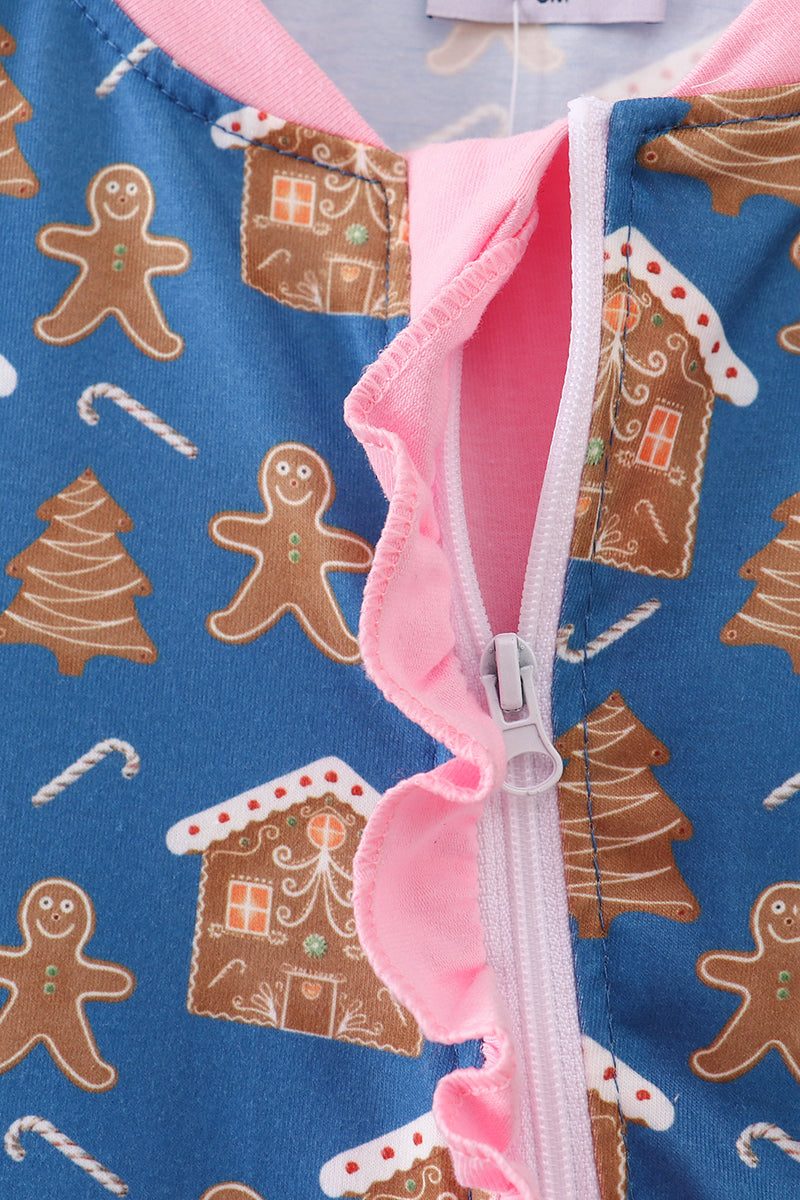 Gingerbread House Ruffle Baby Romper – Holiday One-Piece